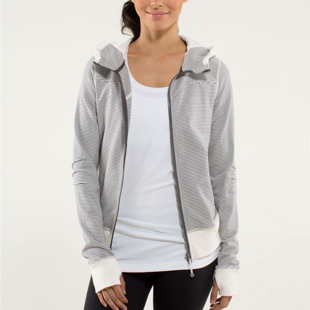 lululemon bliss break hoodie in ‘wagon stripe angel wing soot light’ zip up